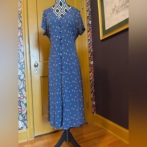 Gilli Navy and Red Midi Dress Size XL